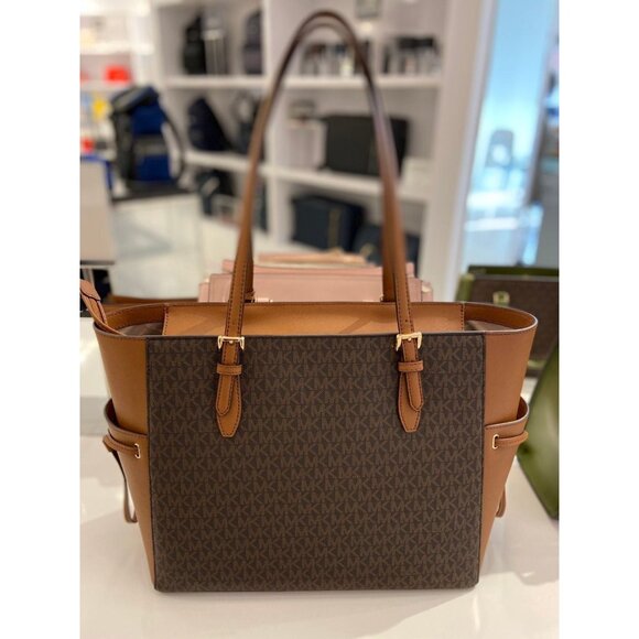 Michael Kors tote gilly large leather tote bag MK signature bag brown - Picture 5 of 7